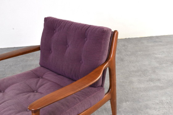 Mid-Century Lounge Chairs by Eugen Schmidt for Soloform, 1960s, Set of 2, Armchairs, Wood, Textile, Purple (photo 14 of 15)
