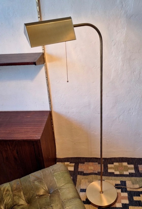 Image 1 of Mid-Century Modern Brass Banker's Adjustable Floor Lamp, 1970s