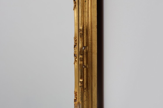 Image 1 of French Vintage square carved wooden gilded mirror in Baroque style