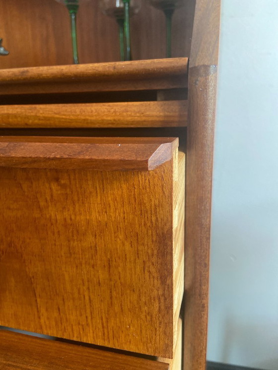 Image 1 of Vintage Danish teak secretaire with 3 drawers and extendable top