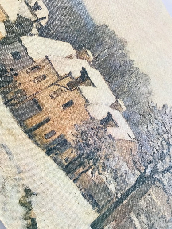 Image 1 of Dipinto su tela vintage Sisley con paesaggio innevato