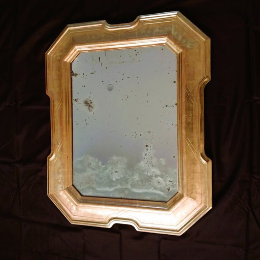 Miroir italien antique Julklapp Christmasgift avec feuille d'or – Pièce unique faite main