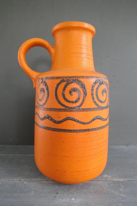 Image 1 of Vintage Scheurich grote vaas 408-40 oranje