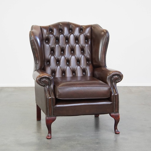 Beef Leather Chesterfield Ear Armchair