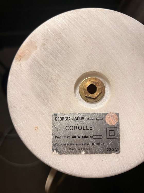 Image 1 of Lampada da tavolo vintage Georgia Jacob COROLLE (anni '70) | Marmo e resina