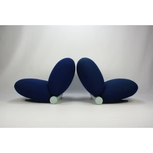 Chaise longue vintage 200 pour Artifort en tissu bleu et bois 1980