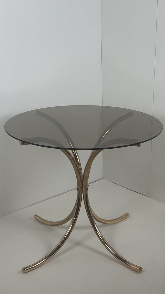 Image 1 of Gastone Rinaldi design vintage dining table round brass/glass
