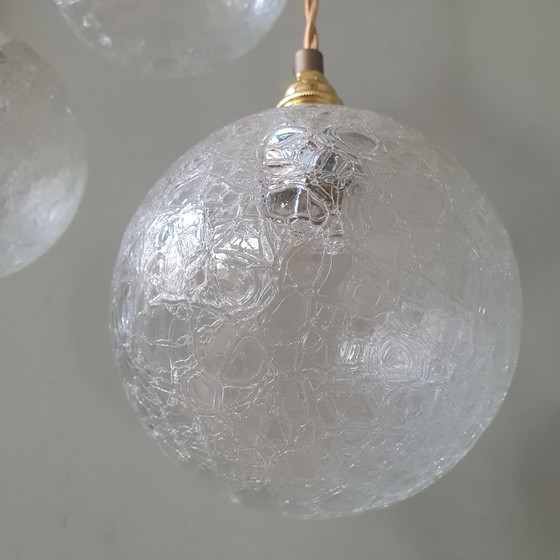 Set (3) Vintage Crackle Glass Sfera / Lampade a sospensione - Midcentury – Metal (photo 19 of 21)