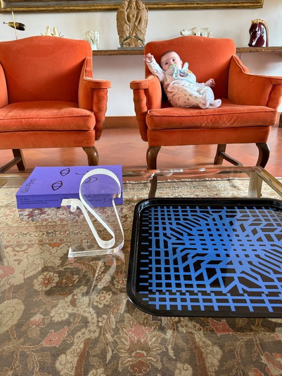 Image 1 of Plateau en métal style Op Art de Victor Vasarely, édition limitée Metalgraf Italie années 1970