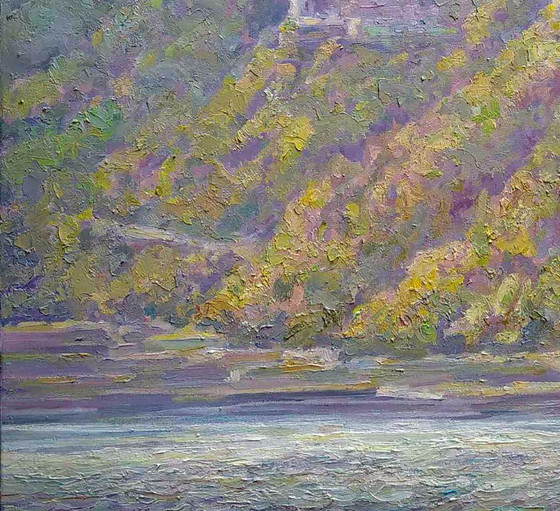 Pintura al óleo original Paisaje Río Catedral en la Colina Vista de la Lavra – Pinturas y dibujos, Canvas (photo 4 of 5)
