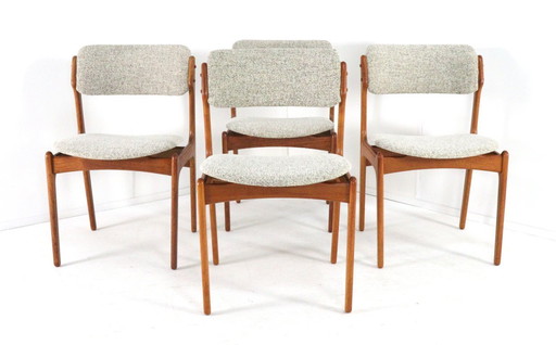 Set of 4 Erik Buch O.D. Mobler chairs, model 49, vintage dining chairs, newly upholstered
