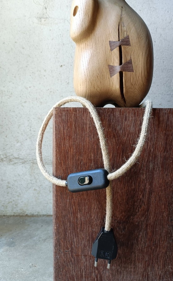 Image 1 of Designer lamp/sculpture in solid oak and papier-mâché