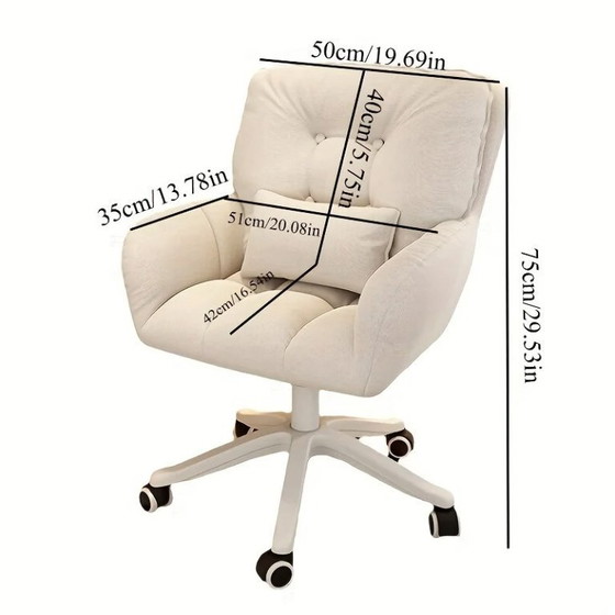 Image 1 of Dubbellaagse verdikte computerstoel, zachte bureaustoel, bureaustoel, kaptafelstoel, vijfsterren kunststof stoelpoten