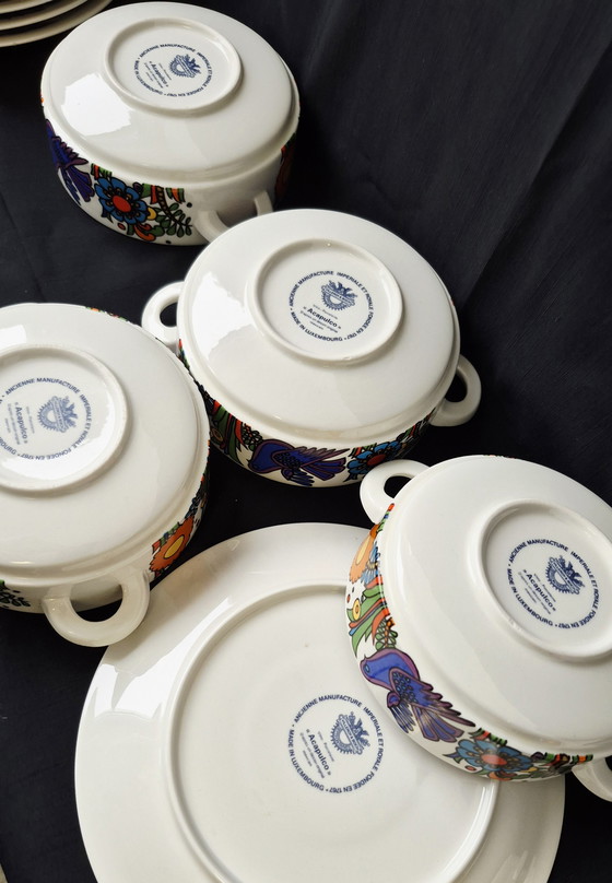 Image 1 of 6 tazze da zuppa + piattini Acapulco Villeroy & Boch con logo V&B blu