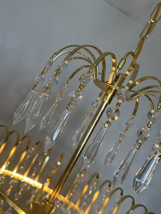 Image 1 of cut crystal point icicles chandelier