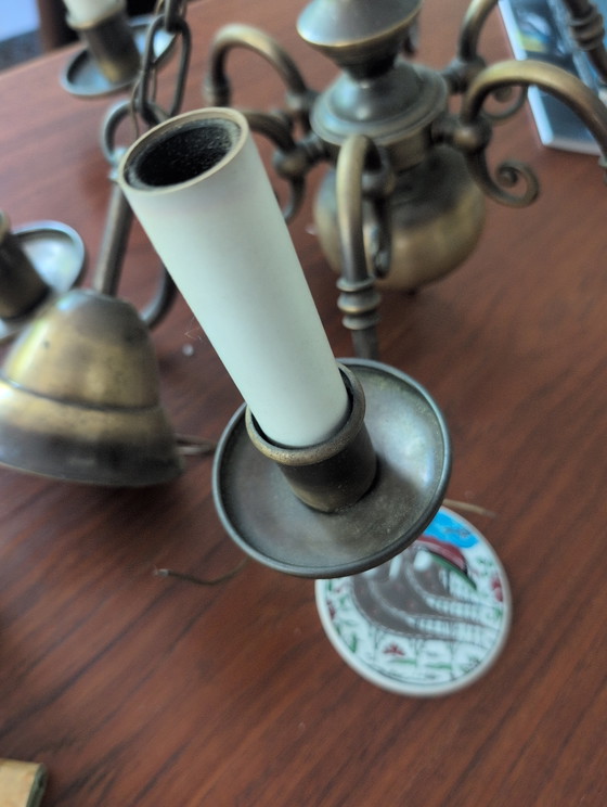 Image 1 of Messing kroonluchter in koloniale/federale stijl met adelaar – 6 armen