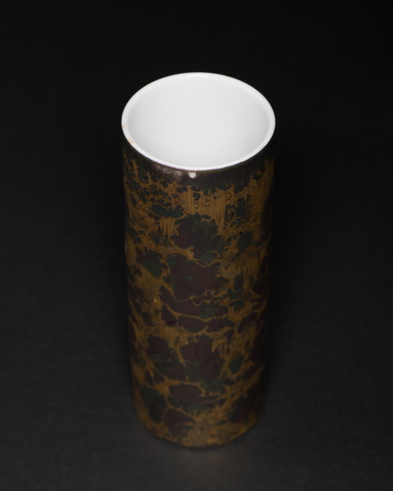 Image 1 of Vase en porcelaine peint à la main Hans Wohlrab Rosenthal H. Drexler Duo Goldfeuer