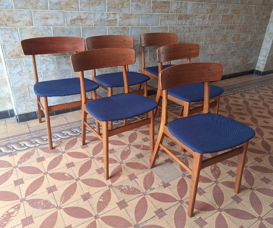 Image 1 of Mid Century Set of 6 Teak Dining Chairs by Farstrup, Denmark 1960s