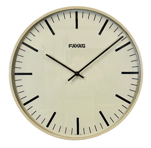 Reloj de pared suizo vintage beige de Favag, años 70
