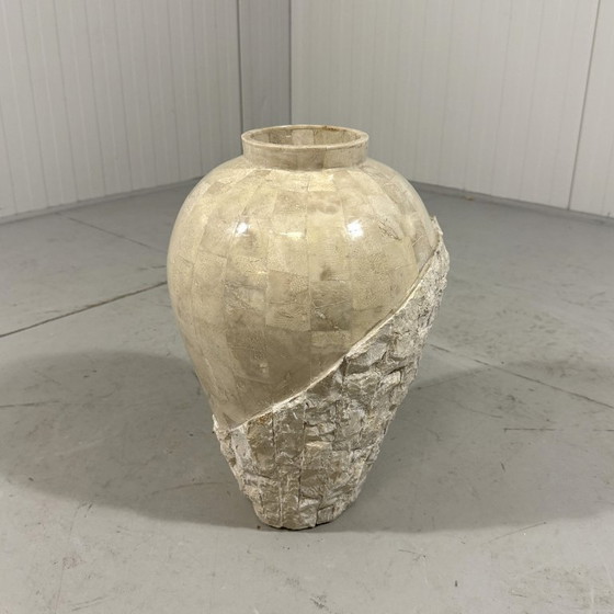 Image 1 of Travertijn Mactan Stenen Zuilen & Vaas 1980's