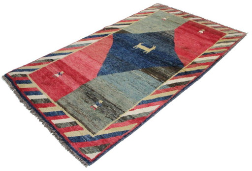 Original Persian carpet Gabbeh Ghashghai oriental carpet 228 cm x 132 cm old natural