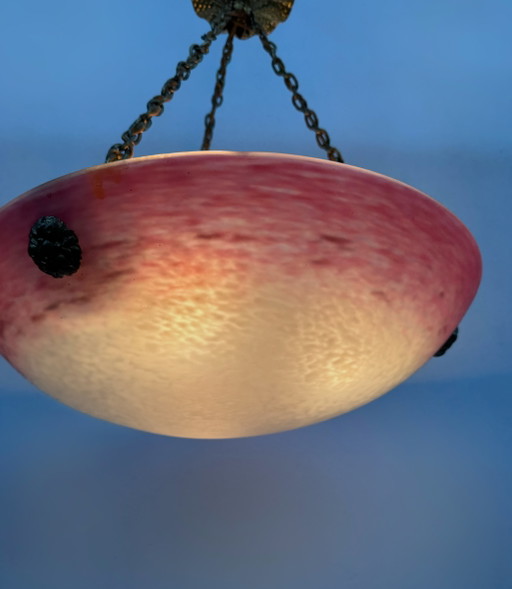 Lampadario Pâte De Verre Schneider Art Déco