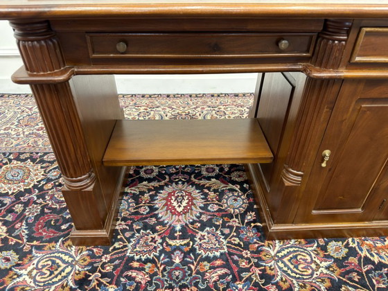 Klein Klassiek Engels Bureau Met Groen Leder – Leather, Wood (photo 13 of 17)