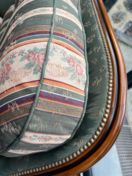 Image 1 of Complete woonkamerset in Louis XV-stijl - 2-zitsbank + 2 Bergère fauteuils - Jacquardstof - uitzonderlijk comfort