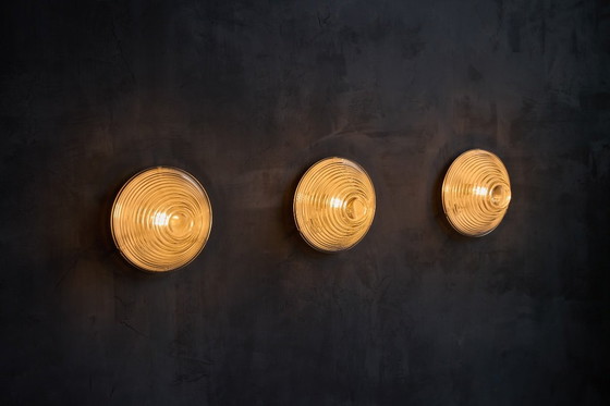 Image 1 of Appliques murales en verre côtelé dans le style de Mario Bellini, Italie, années 1960