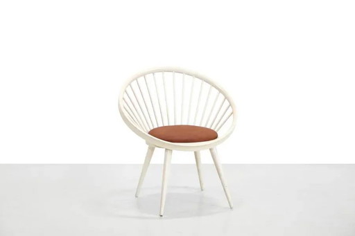 White Yngve Ekström Cirkle chair with leather cushion – Swedese, eetkamerstoelen, Wood, Scandinavian (photo 2 of 8)