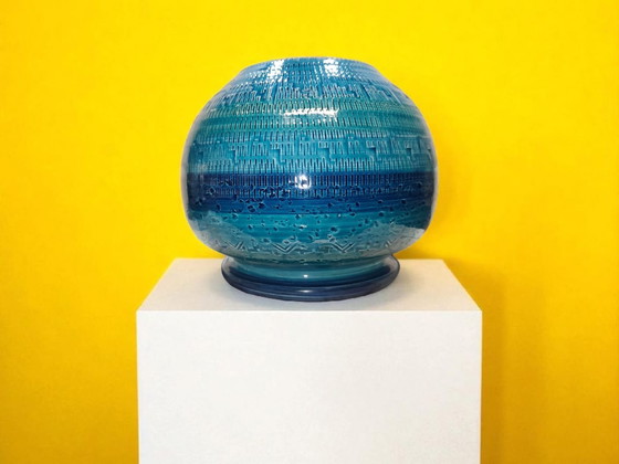 Image 1 of Bitossi Rimini Blu Vase 1960er | Aldo Londi Italienisches Mid-Century Keramikdesign