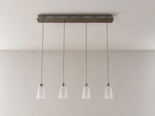 Vintage Ligne Roset 4-lichts hanglamp opaal glas tulpdesign