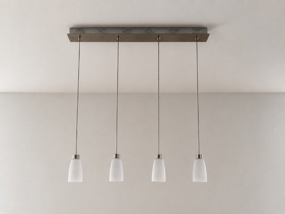 Image 1 of Vintage Ligne Roset 4-lichts hanglamp opaal glas tulpdesign
