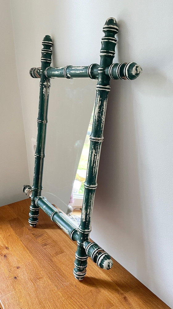 Image 1 of Specchio antico chiamato bambù patinato vintage Francia