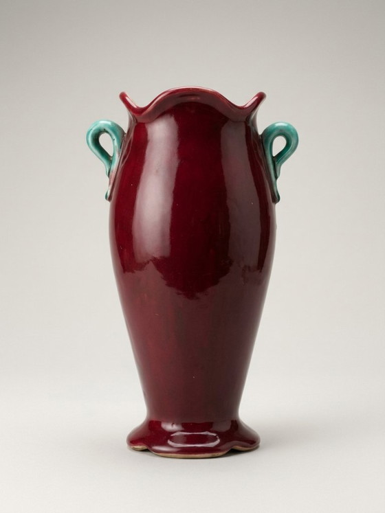 Art Nouveau Faience Vase - De Bruyn – 25 cm – Ceramic (photo 4 of 7)