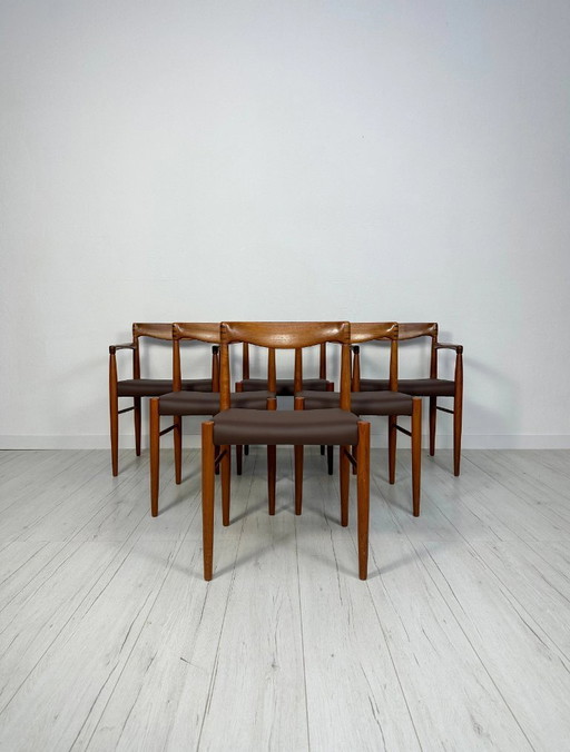 Set di 6 sedie da pranzo vintage danesi in teak di H.W. Klein per Bramin, stile Mid-Century Modern, anni '60.
