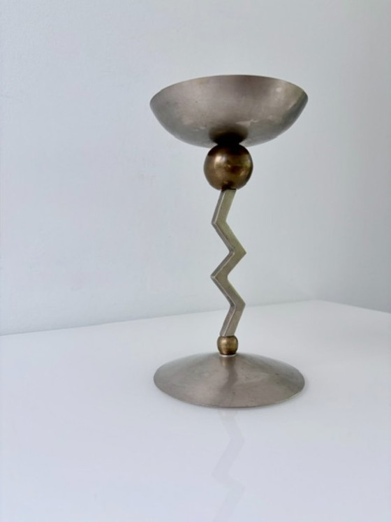 Portacandele Vintage Postmoderno Ottone/Nichel Anni '80 – Metal (photo 5 of 13)