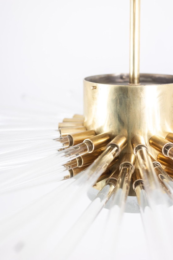 Image 1 of Kronleuchter aus Glasröhren, strahlend. Zeitgenössische Kreation.