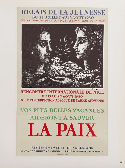 Pablo PICASSO AF 1950 - Affiche Relai de jeunesse 1959