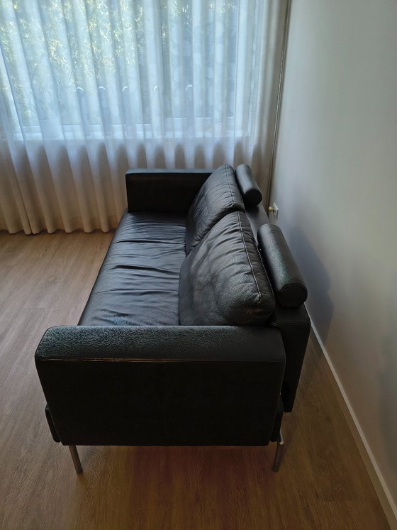 Stilvolles Ledersofa Easy FSM SO195, 2 Sitzer Sofas, Schwarz (Foto 3 von 5)