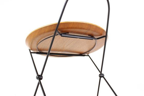 Image 1 of Almost As New, Jie Gantofta Mid-Century String Serving Trolley / Tea Trolley, Sweden, Teak, Steel Leather, Completely Restored!