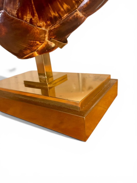 Image 1 of Monumental Tortoise Shell & Brass Lamp by Maison Jansen (1960s/1970s)