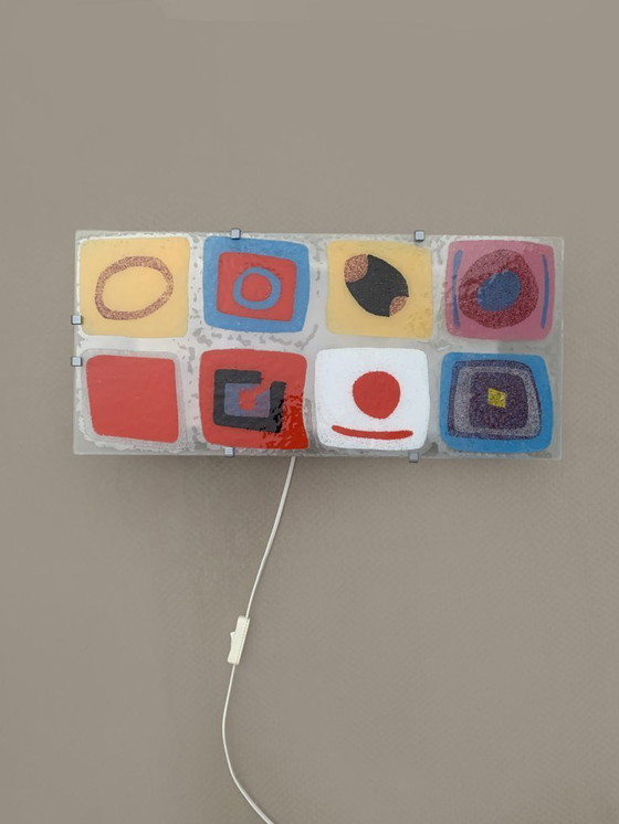 Image 1 of Lampada da parete vintage IKEA GYLLEN con pannello in vetro, anni '90