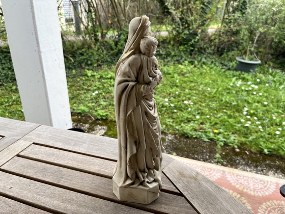 Image 1 of Vierge à l'Enfant – sculpture décorative en céramique – 33 cm, 30 ans