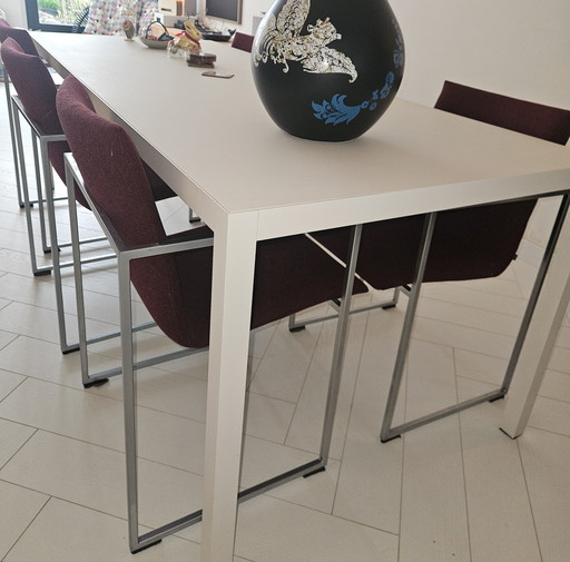 Designer-Esstisch (Lim von MDF Italia?) mit 6 Arco Frame Esszimmerstühlen