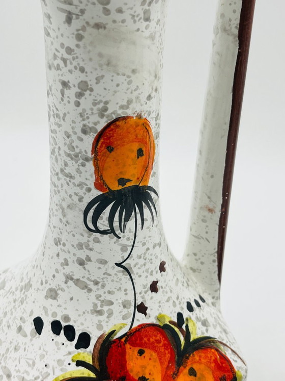 Image 1 of Pair of vintage hand-painted floral Italian vases