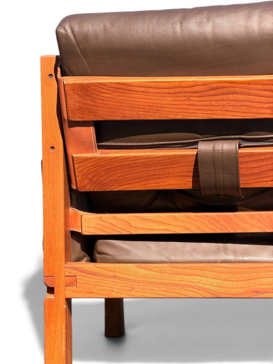 Auténtico conjunto de salón Pierre Chapo: sofá S32 y sillón S15 - Olmo y cuero (años 60) – Zona de estar (photo 18 of 23)