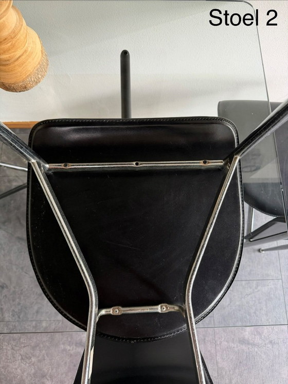 Fasem - Gualtierotti/Vegni - 4 sedie da pranzo in pelle nera – Leather, Metal (photo 8 of 13)