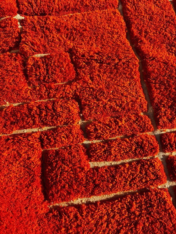 Image 1 of Handmade Moroccan Mrirt Rug – Burnt Orange Wool Rug 210x300 cm – Modern Textured Carpet