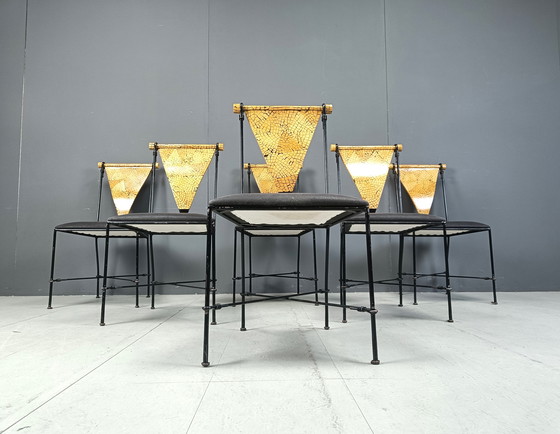 Image 1 of Set Of 6 Post Modern Dining Chairs, 1970S 